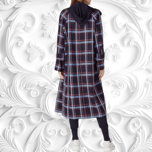 Victor Alfaro Collective Oversized Tweed Faux Fur Collar Coat XL - Picture 3 of 7